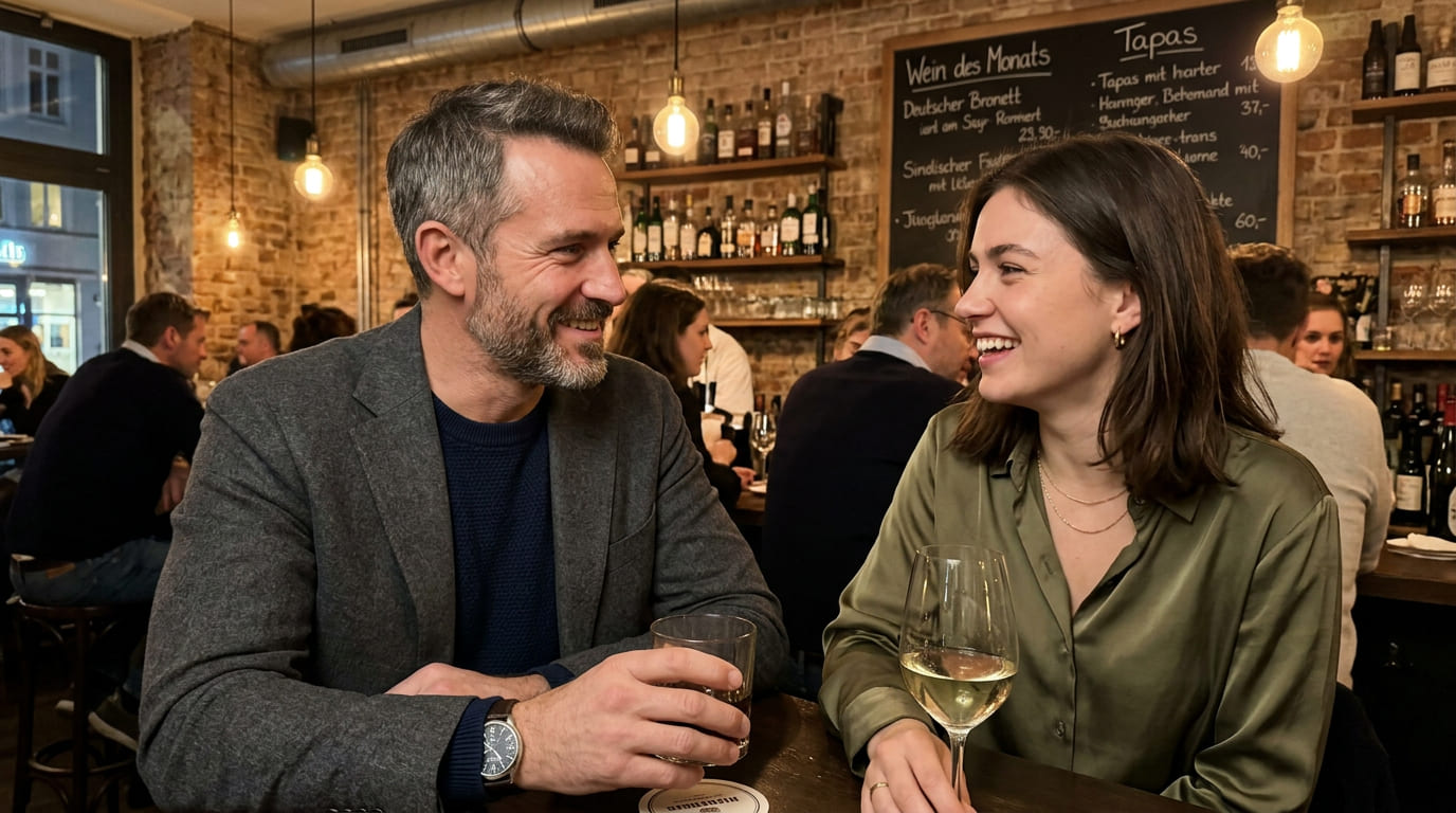 Sugardaddy und Sugarbabe beim ersten Treffen in einer Bar