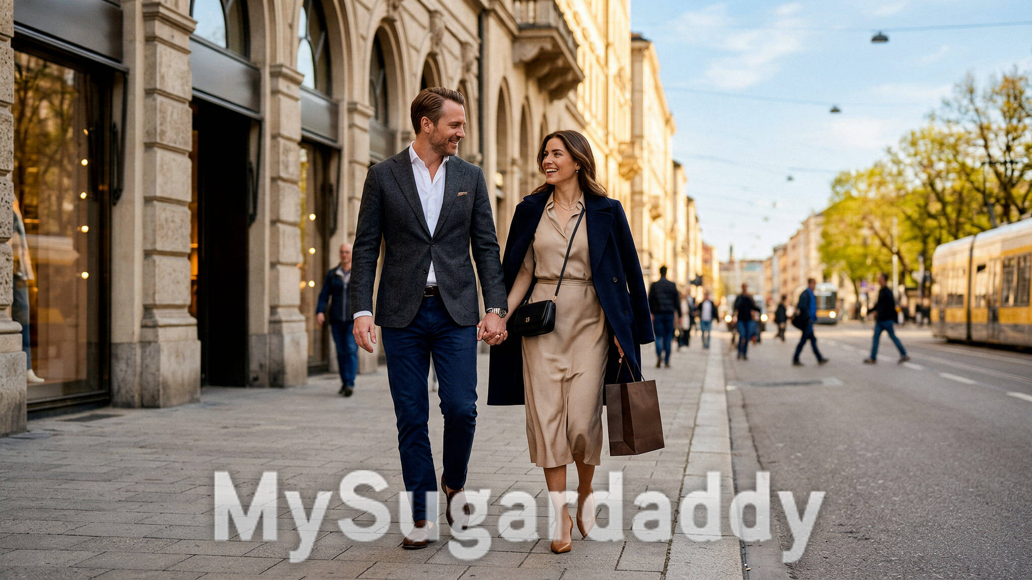 Sugar Dating München – Sugardaddy und Sugarbabe spazieren auf der Maximilianstraße