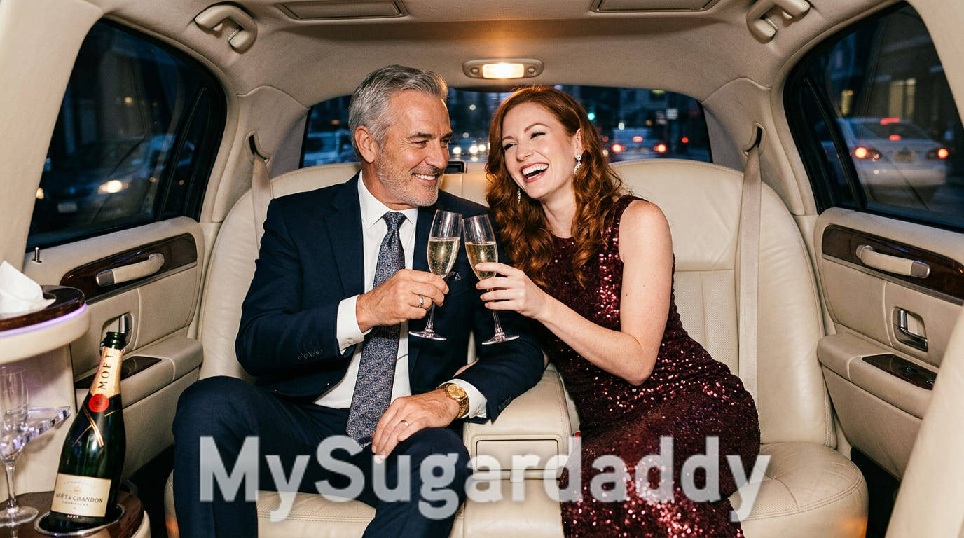 Sugar Dating – Paar stößt mit Champagner an beim gemeinsamen Abend
